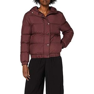 Urban Classics Winterjas voor dames, met capuchon, korte bufferjas met capuchon, verkrijgbaar in 8 kleuren, maten XS - 5XL, rood (cherry), S