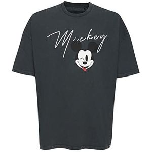 Recovered Unisex Disney Mickey Signature Oversized Washed Black by L T-shirt, L, zwart, L