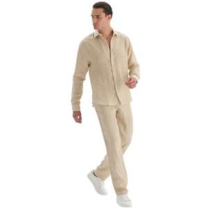 Dagi Heren linnen broek, beige, XL, beige, XL