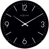 Wandklok NeXtime dia. 35 cm, bol glas, zwart, 'Basic Dome'