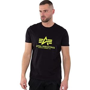 Alpha Industries Basis Neon Print T-shirt voor heren Black/Neon Yellow