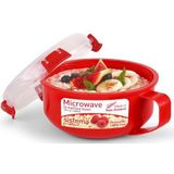Sistema Microwave Ontbijtkom - Magnetron bakje met deksel - Met stoomklep - Rood - 850ml