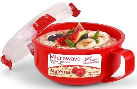 Sistema Microwave Ontbijtkom - Magnetron bakje met deksel - Met stoomklep - Rood - 850ml