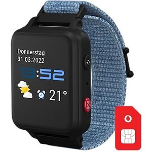 Vodafone ANIO 5 s (2023) Smartwatch kinderhorloge in blauw SIM | € 50 Amazon-tegoedbon na SIM-registratie | GPS-tracking, SOS-knop, stappenteller, schoolmodus, oproepen | Kids Watch met ouder-app