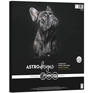 Astrodesigns Crafting Cardstock, 12 ""x 12"", 60 kg/176 GSM, zeer zwart, 60 vellen (91523)