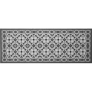 oKu-Tex Deurmat | vuilvangmat, keukenloper | mozaïek patroon tegels geruit | wasbaar | deurmat voor binnen | antislip | grijs/antraciet | 45 x 75 cm