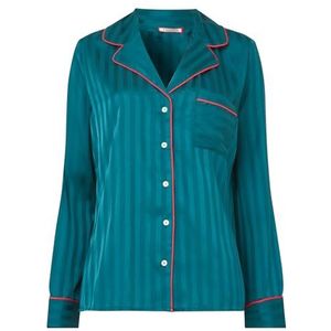 Joe Browns Dames klassieke verticale streep mix en match satijnen pyjama top, groen, 16, Turkoois, 42