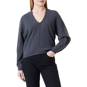 Sisley Womens V Neck L/S 1044M400B Sweater, Melange Black 79E, L