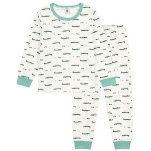 Petit Bateau Pyjama voor kinderen van fleece, krokodillenprint, Milk/Multico, 12 Jaren