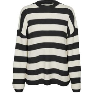 VERO MODA Dames Vmnatahlie Ls O-Neck Ga Noos Pullover, Zwart/Detail: kleine strepen Birch, S