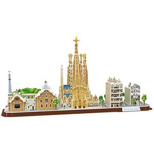 World Brands - City Line Barcelona puzzel voor volwassenen en kinderen, modelbouw, 3D-puzzel, grappige geschenken, cultuur, reizen, thuis, meerkleurig (CubicFun MC256H)