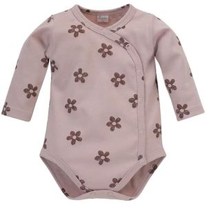 Pinokio Bodysuit met knoopsluiting, lange mouw, 100% katoen, roze met bloemen, meisjes 56-74 (56), Pink Flower Happiness, 56 cm
