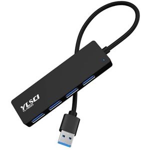 YLSCI USB 3.0 hub adapter, 4-poorts USB 3.0 Ultra Slim data-hub, USB-uitbreiding, voor MacBook, Mac, iMac, laptop en andere Type-A apparaten