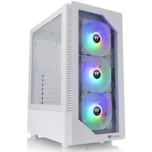 Thermaltake Bekijken 200 TG Sneeuw ARGB Moederbord Sync ATX Gehard Glas Midden Toren Computer Case met 3x120mm Front ARGB Ventilator, CA-1X3-00M6WN-00
