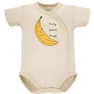 Pinokio Bodysuit Buttoned Short Sleeve Free Soul, 100% katoen, Unisex 50-68 (56), ecru banaan, 56 cm