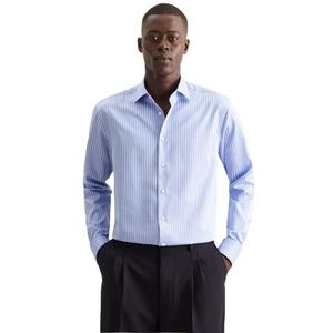 Seidensticker Zakelijk overhemd voor heren, regular fit, gemakkelijk te strijken, Kent-kraag, lange mouwen, 100% katoen, blauw, 38