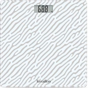 TERRAILLON - One Clear SAND - elektronische personenweegschaal, compact en ultradun, glasplaat 27 cm x 27 cm, lcd-display, capaciteit 160 kg, schaal 100 g, zeefdruk licht zand