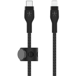 Belkin BoostCharge Pro Flex USB-C naar Lightning-kabel, gevlochten (2 m), MFi-gecertificeerd (20W), Power Delivery oplaadkabel voor iPhone 14/14 Plus, 13, 12, Pro, Max, mini, SE, iPad enz. (zwart)