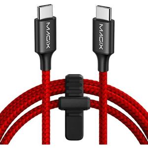 Magix USB C-kabel, 60 W, 1 m, rood, snel opladen PD 3.0, 3 A, gegevenssynchronisatiesnelheid 480 MB/s, compatibel met MacBook Pro/Air, iPad Pro 2021/Air 5, Galaxy S23/S22 Ultra, Pixel 7 6