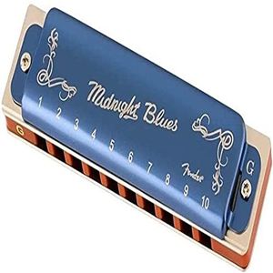 Fender® »MIDNIGHT BLUES HARMONICA« mondharmonica - Diatonisch - 10 gaten - stemming: G - Kleur: Blauw (Limited Edition)