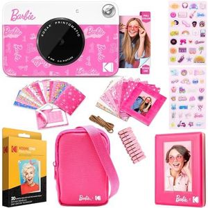 Kodak x Barbie Printomatic Digitale Camera met Directe Kleurenafdruk Cadeaubundel (Signature Stijl) + Cameratas, Fotoalbum, Stickers, 50 Stickers + Zink-papier (20 Vellen)
