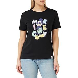 Disney Mickey Cool Pastel T-shirt - zwart, maat: M - officieel gelicentieerde vintage stijl, gedrukt in het Verenigd Koninkrijk, ethisch afkomstig, Zwart, M