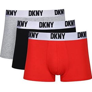 DKNY Crossett boxershorts voor heren, Zwart/Rood/Grijs, L