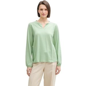 TOM TAILOR T-shirt met lange mouwen voor dames, 38178 - Mid Green White Thin Stripe, XL
