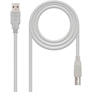 Monkey Ladder USB 2.0 kabel voor printer, type A/M-B/M, stekker op stekker, beige, 1,8 m