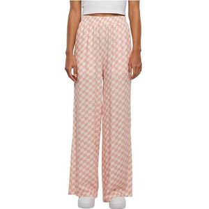 Urban Classics Damesbroek Ladies Viscose Resort Pants lemonadepinkcheck 5XL, Lemonadepinkcheck, 5XL