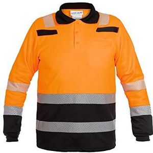 Hydrowear 040470OB-XS TOKIO Trendy High Visible Line Polo Shirt, Hi-Vis Orange/Zwart, Maat XS
