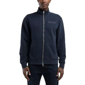 Replay Sweatjack voor heren, regular fit met ritssluiting, 088 Deep Blue, 3XL