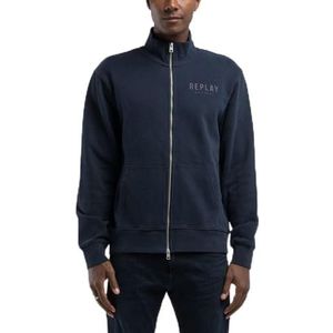 Replay Sweatjack voor heren, regular fit met ritssluiting, 088 Deep Blue, XXL