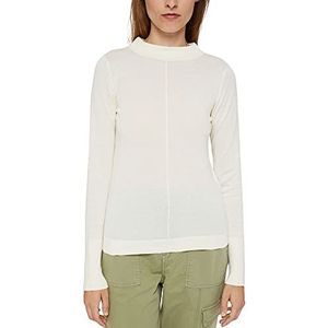 ESPRIT Pullover met opstaande kraag, 100% pima katoen, off-white, XXL