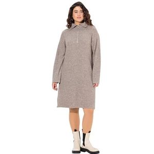 Ulla Popken Gebreide jurk met troyerkraag, kiezelgrijs, 46/48 NL