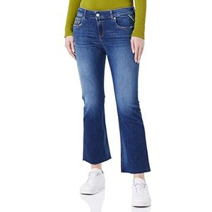 Replay Faaby Flare Crop Jeans voor dames, 009, medium blue., 33W x 26L