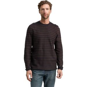 TOM TAILOR heren trui, 39195 - Dark Brown Navy Streep, XL