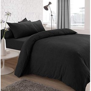 Sleepdown Jersey Melange elastisch laken superzacht warm, gezellig, comfortabel, gemakkelijk te onderhouden, uniform garen gekleurd beddengoed, beddengoed - dubbele koolstof