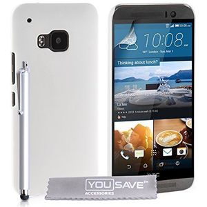 Yousave Accessoires HTC One (M9) 2015 Case Hard Hybrid Cover met Stylus Pen - Wit