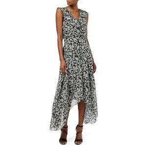 Gina Bacconi Dorina Hankerchief Jurk met V-hals Zwart/Wit, S, zwart/wit, S