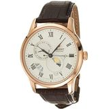 Orient Sun & Moon herenhorloge met automatische handopwinding, mechanisch, klassieke leren armband, leer champagne, Klassiek