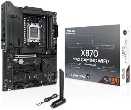 ASUS X870 MAX Gaming WIFI7 moederbord socket AMD AM5 (Ryzen 9000, ATX, DDR5 geheugen, PCIe 5.0, WiFi 7, Aura Sync, PCIe Slot Q-Release, CEC Tier II)