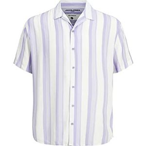 JACK & JONES Jcochain Reggie Stripe Resort Shirt Ss Shirt, Lavender/Stripes: strepen, M
