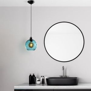 Opviq Elegante blauwe kroonluchter, verstelbare hoogte 40-120 cm, metalen behuizing, diameter 20 cm, diameter 14 basis, 1 x E27-fitting, perfect voor moderne decoratie, IP20 rated