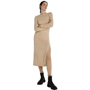 Springfield midi-jurk met snit, zand, vrouwelijk regular, Zand, M