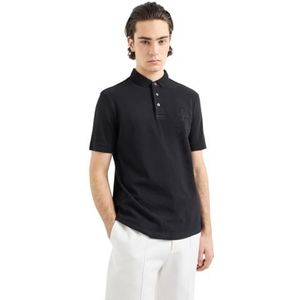 Armani Exchange Heren Ax Stacked Logo Garment Dyed Cotton Piquet Polo Shirt, zwart, L