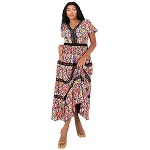Lovedrobe Dames Maxi Summer Dress Plus Size Curve Floral Pattern Lace Maat 52, bloemen, 52 NL