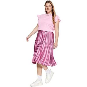 Trendyol Vrouwen Midi A-lijn Geweven Plus Size Rok, Roze,46, roze, 72