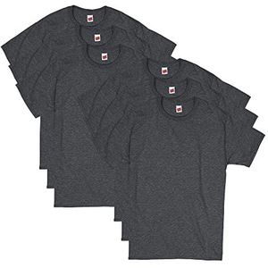 Hanes Shirt (Pack van 6), Houtskool Heather - 6 Pack, M