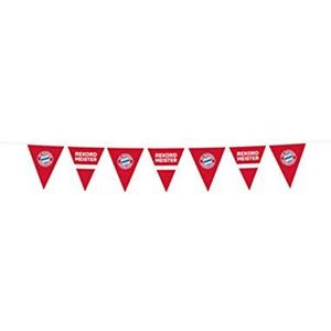 Amscan 9906516 - FC Bayern München vlaggetjesslinger, afmeting 400 x 19,5 cm, van plastic, slinger voor fan- of voetbalfeest, hangdecoratie, decoratie, recordmeester